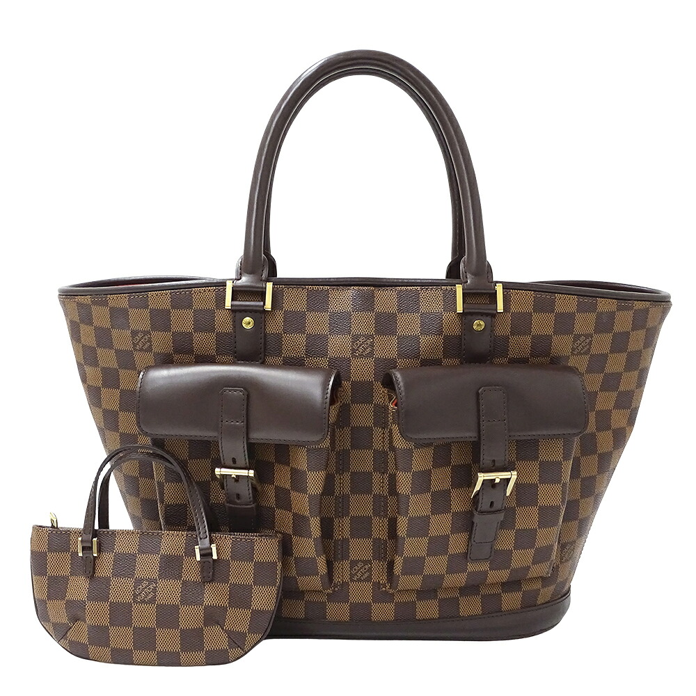 【ほぼ全品最大10％OFF！４日２０時から１０日２５時59分まで！】ルイ・ヴィトン LOUIS VUITTON バッグ ダミエ レディース ブランド トートバッグ マノスク GM N51120 ブラウン 大容量 大きめ 肩掛け おしゃれ 【中古】