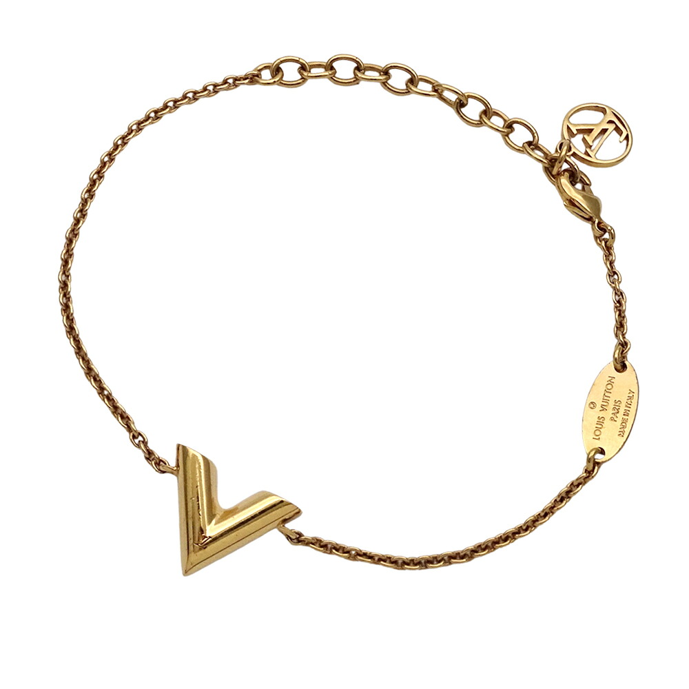【ほぼ全品最大10％OFF！４日２０時から１０日２５時59分まで！】ルイ・ヴィトン LOUIS VUITTON ブレスレット レディース ブランド メタル ブレスレット・エッセンシャルV ゴールド M61084 ロゴ 【中古】