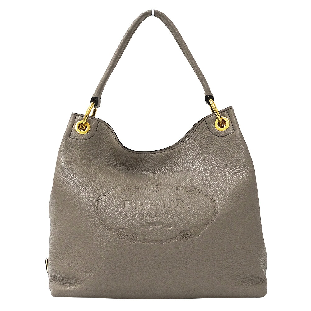 【ほぼ全品最大10％OFF！４日２０時から１０日２５時59分まで！】プラダ PRADA バッグ レディース ブランド ショルダーバッグ レザー グレージュ 1BC051 ワンショルダー 肩掛け ロゴ おしゃれ 【中古】