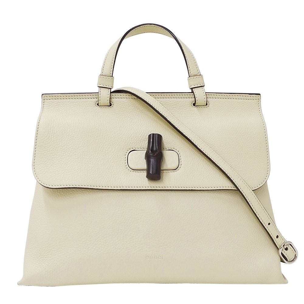 グッチ GUCCI 御徒面子 レディース ブランド名 ハンドバック ショルダーバッグ 2way なめし革 バンブーデイリー 象牙色 392013 手持ち 曲がったがけ 今めかしい 無地 分かりやすい おでかけ 普段使い走り 【中古】