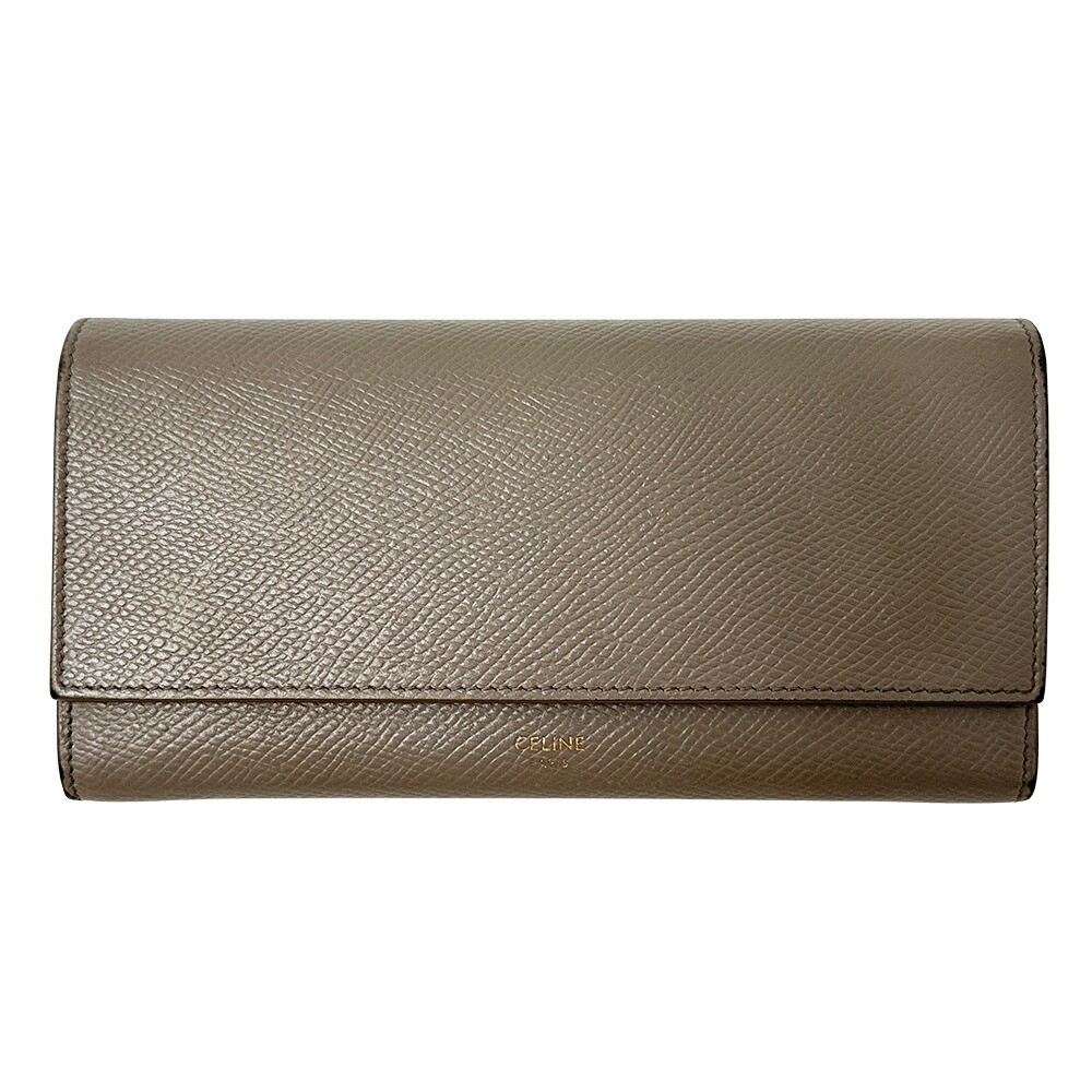 【全品最大10％OFF！14日20時から17日9時59分まで！】セリーヌ CELINE 財布 レディース ブランド 長財布 レザー グレージュ ベージュ おしゃれ 【中古】