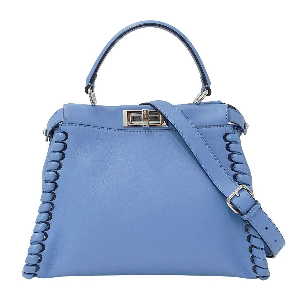 【5.5万円以上5000円OFFクーポン!19日20時から26日1時59分まで】フェンディ FENDI バッグ レディース ブランド ハンドバッグ ショルダーバッグ 2way レザー ピーカブー レギュラー ブルー 8BN290 手持ち 斜めがけ おしゃれ 無地 シンプル 上品 大人 可愛い 【中古】|ブランドベイ