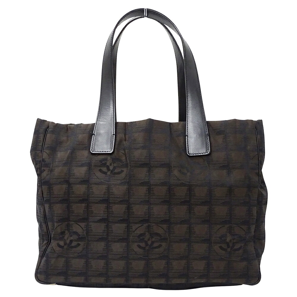 【全品最大10%OFF!14日20時から17日9時59分まで!】シャネル CHANEL バッグ ニュートラベル トートMM レディース ブランド トートバッグ ナイロン ダークブラウン 肩掛け おしゃれ 【中古】