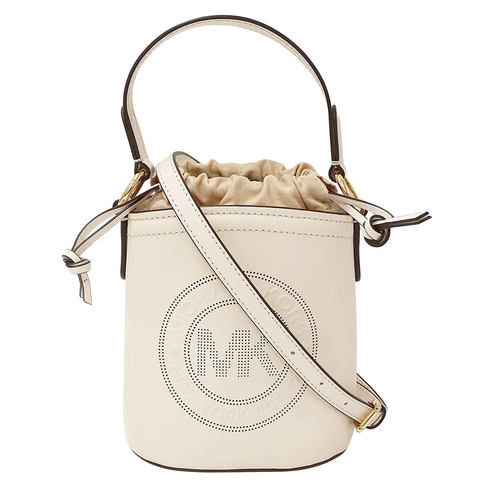 マイケル・コース Michael Kors バッグ レディース ブランド ハンドバッグ ショルダーバッグ 2way レザー キャンバス スモールバケットバッグ アイボリー ベージュ 35T1GUWC5I 手持ち 肩掛け おしゃれ 巾着 可愛い ロゴ 【中古】