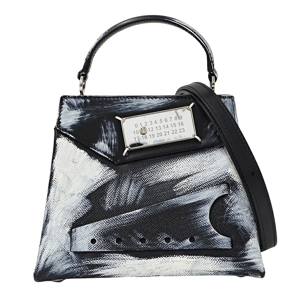 棲み家 マルジェラ Maison Margiela 御徒面子 レディース ブランド名 ハンドバック ショルダーバッグ 2way スナッチト スモール ビアンケット なめし革 黒いこと 白いこと ミニ御徒面子 小さめ 今めかしい 【中古】