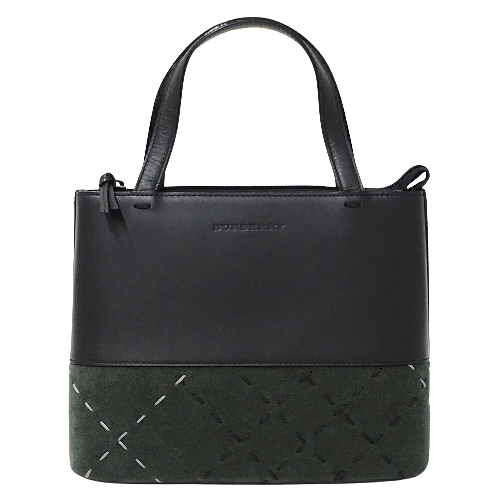 バーバリー BURBERRY バッグ レディース ブランド ハンドバッグ トートバッグ レザー スエード ブラック 黒 ミニバッグ 小さめ おしゃれ 【中古】