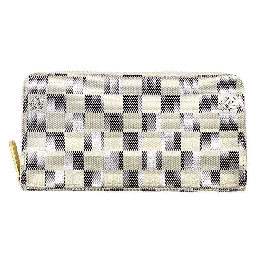 【5.5万円以上5000円OFFクーポン！１９日２０時から26日1時59分まで】ルイ・ヴィトン LOUIS VUITTON 財布 ダミエ アズール レディース ブランド 長財布 ジッピー ウォレット N60019 ラウンドファスナー ホワイト グレー おしゃれ 【中古】｜ブランドベイ