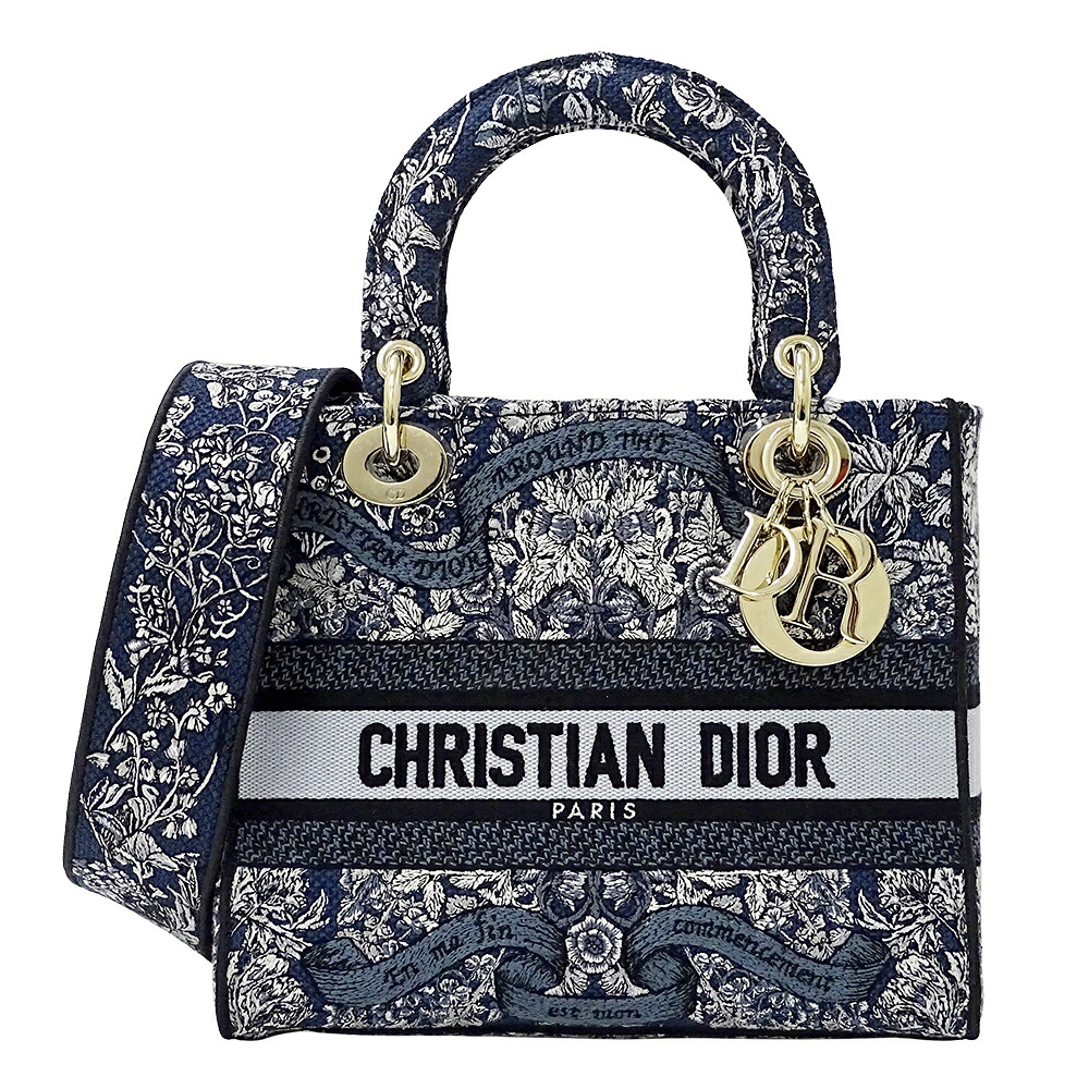 【全品5％OFF引き換え証散り散り中!】クリスチャンディオール Dior 御徒面子 レディース ブランド名 ハンドバック ショルダーバッグ 2way レディディライト ジャかばい立て 青碧 米国海軍 青 刺しゅう 今めかしい 【中古】