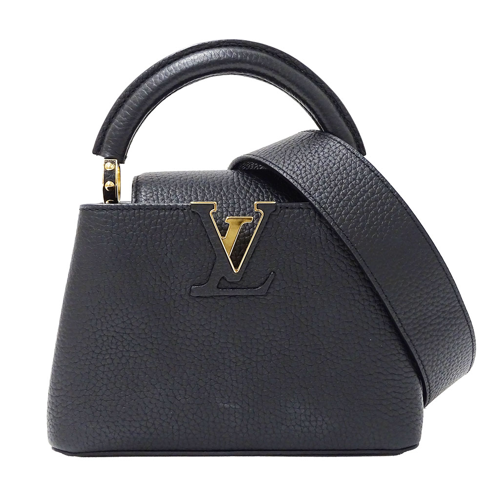 【全品5％OFFクーポン券別れ別れ中!】ルイ・ヴィトン LOUIS VUITTON 御徒面子 レディース ブランド名 ハンドバック ショルダーバッグ 2way トリヨンレザー カプシーヌMINI ノワール 黒いこと M56071 手持ち 膝掛け 今めかしい 好いたらしい 小さめ ロゴタイプ 【中古】