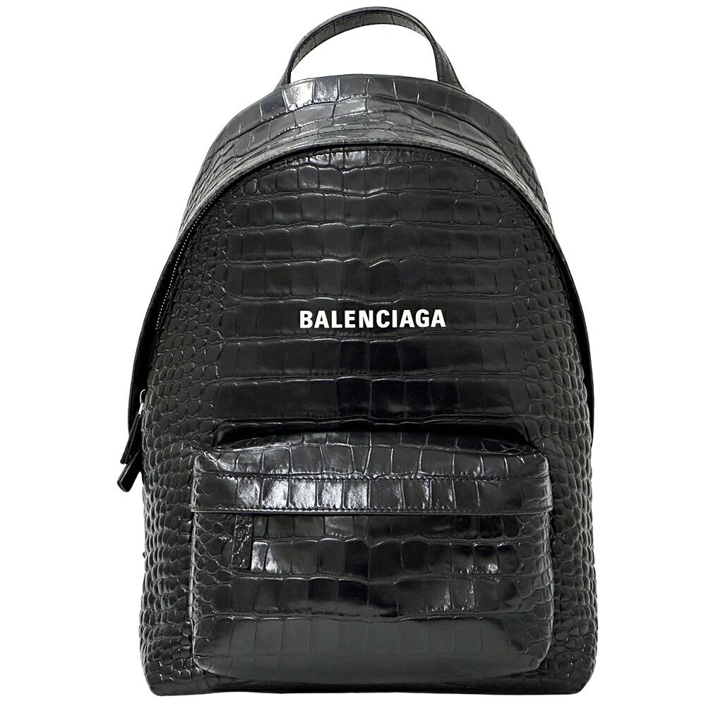【全品5％OFF引き換え証散り散り中!】バレンシアガ BALENCIAGA 御徒面子 レディース メンズ ブランド名 背嚢 型押しなめし革 黒いこと クロコ 【中古】