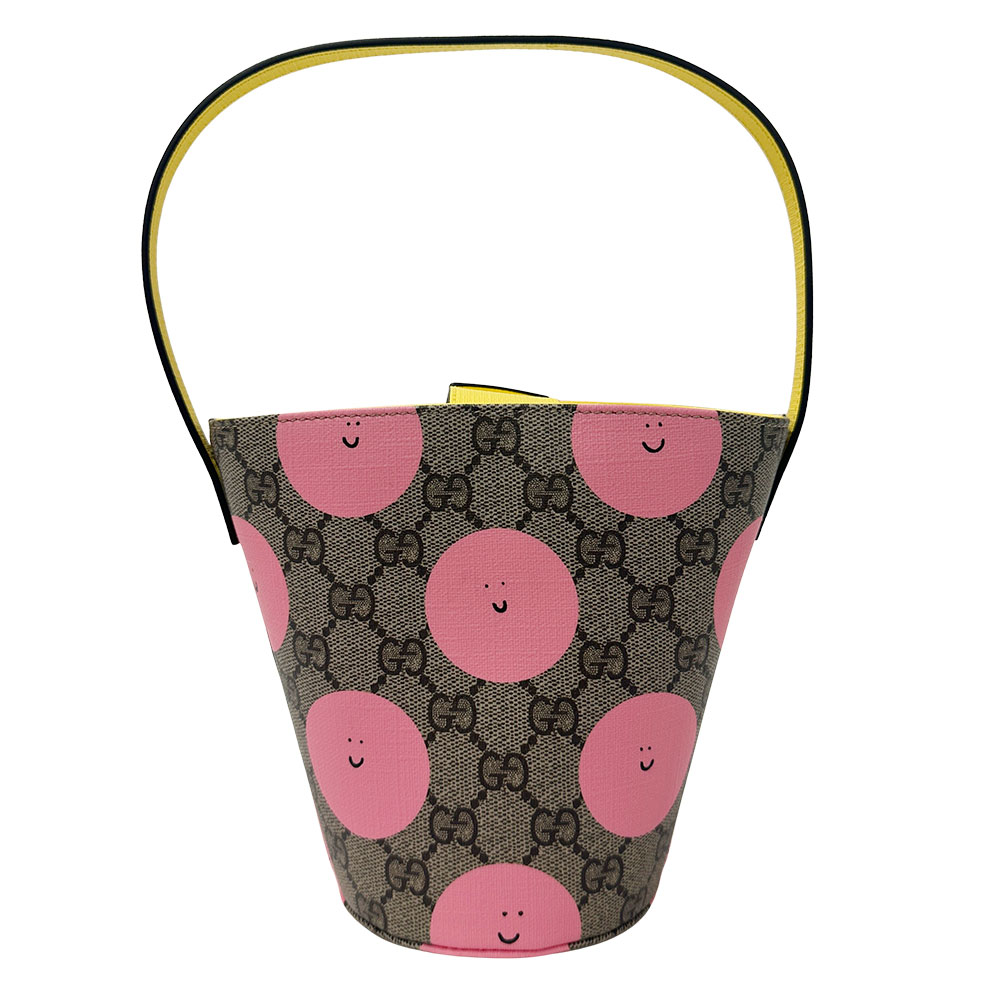【ほぼ全品最大10％OFF！４日２０時から１０日２５時59分まで！】グッチ GUCCI バッグ キッズ ブランド チルドレンズ トートバッグ GGスプリームキャンバス ユアン・ロバーツ バゲット ベージュ ピンク 752356 おしゃれ かわいい バケツ型 【中古】 42,900円