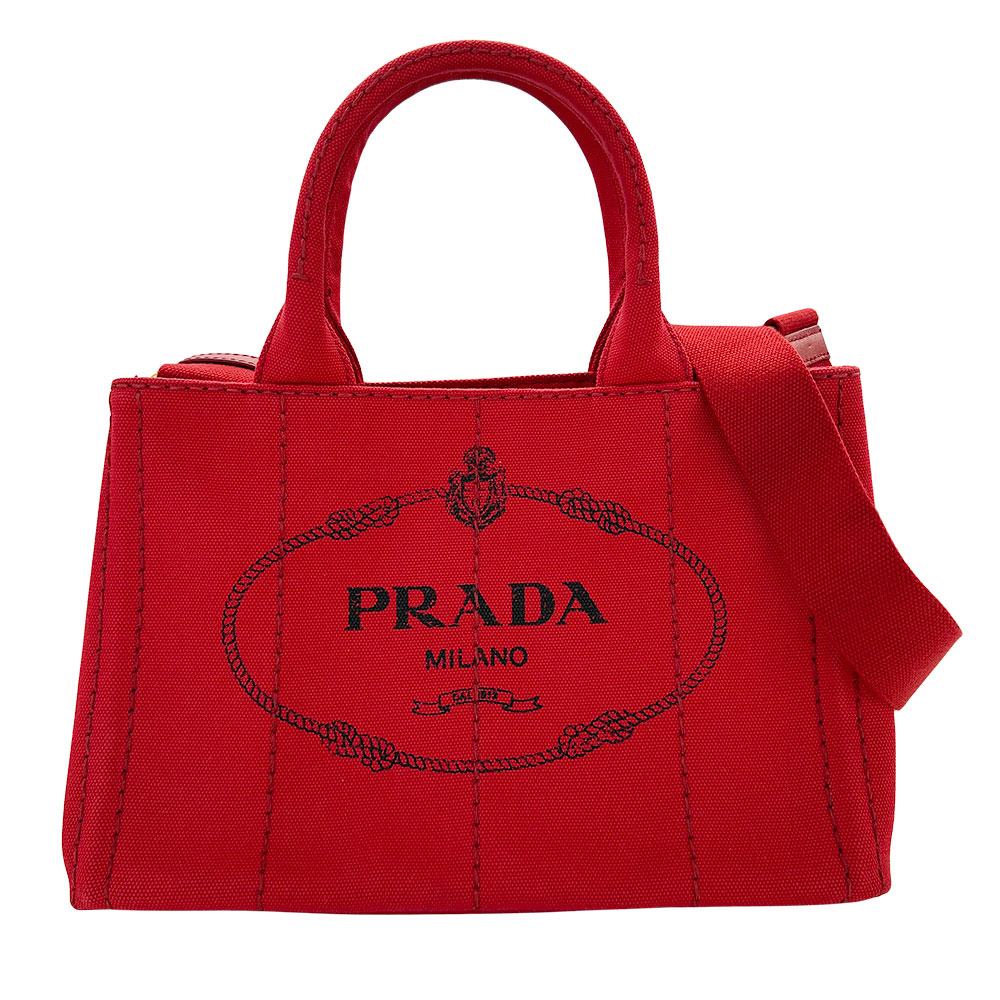 【全品5％OFF引き換え証散り散り中!】プラダ PRADA 御徒面子 レディース ブランド名 ハンドバック ショルダーバッグ 2way 帆布 カナパ 赤いこと 1BG439 今めかしい 心地よい 赤 【中古】