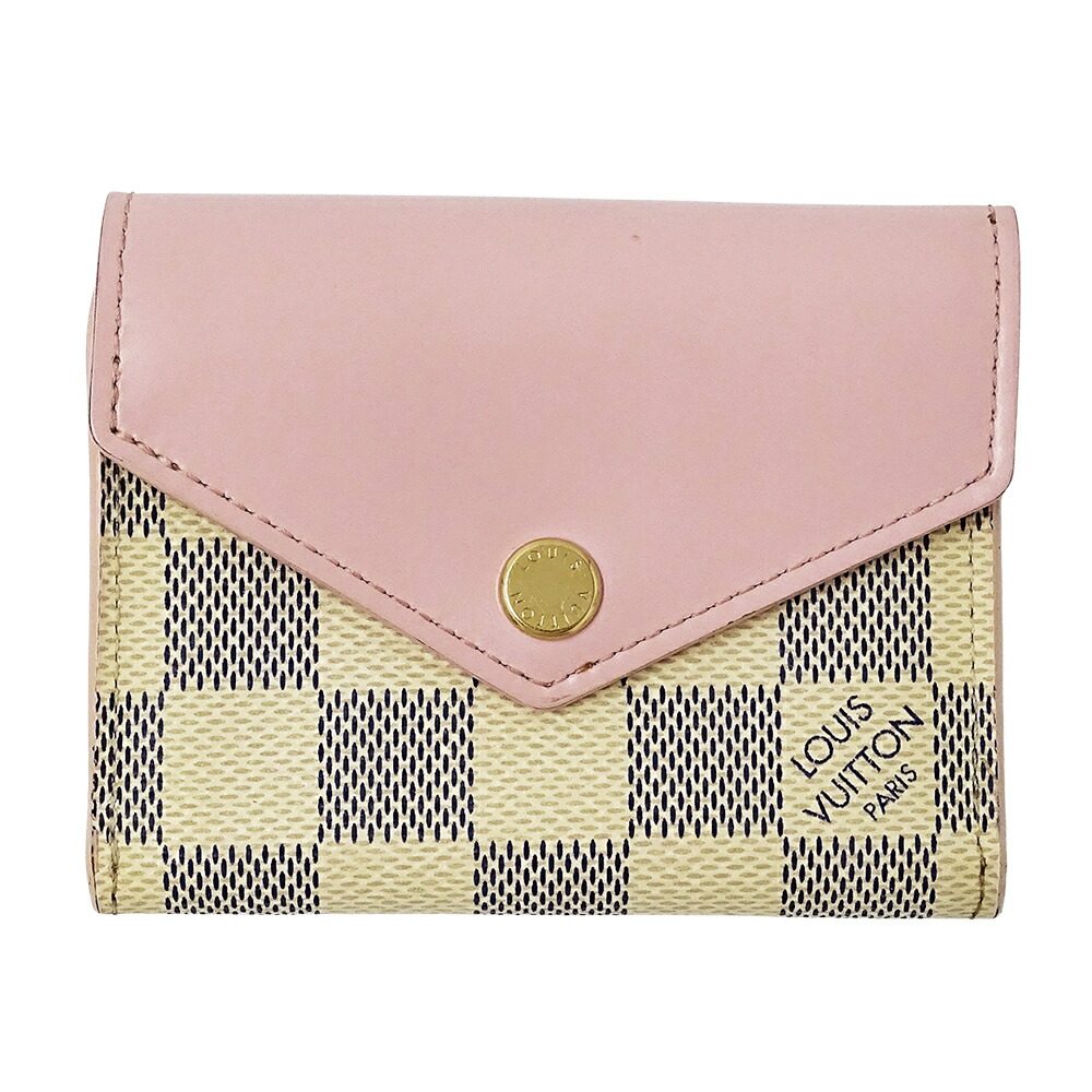 ルイ・ヴィトン LOUIS VUITTON 紙入れ ダミエ アズール レディース ブランド名 三つ折り紙入れ ポルトフォイユ ゾエ ローズバレリーヌ N60168 さくら色 白いこと ミニ紙入れ 格好のいい 【中古】
