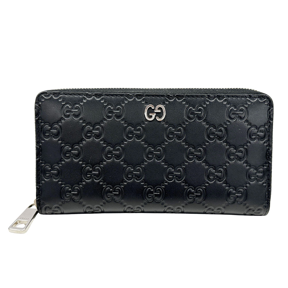 【全品最高限度10％OFF!9日20時から16日１時59分まで】グッチ GUCCI 札入れ メンズ ブランド名 長札入れ ドリアン シマなめし革 黒いこと 473928 ラウンドジッパー かっこ良い ロゴタイプ 御前上等感 成年者 【中古】 バッグ・小物・ブランド雑貨-メンズ財布