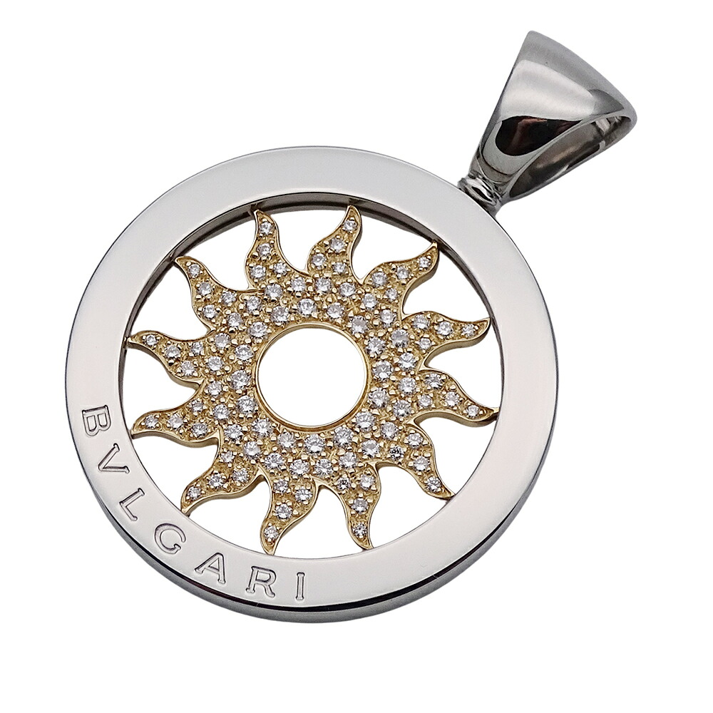 【全品９％OFF引き換え証！１５日19時から23時59分まで！】ブル小峡谷 BVLGARI シャンデリヤいの一番 メンズ ブランド名 750YG ステンレス鋼 金剛石 トンドサン 黄色ゴールド しろがね色 宝飾品 磨き済み 【中古】