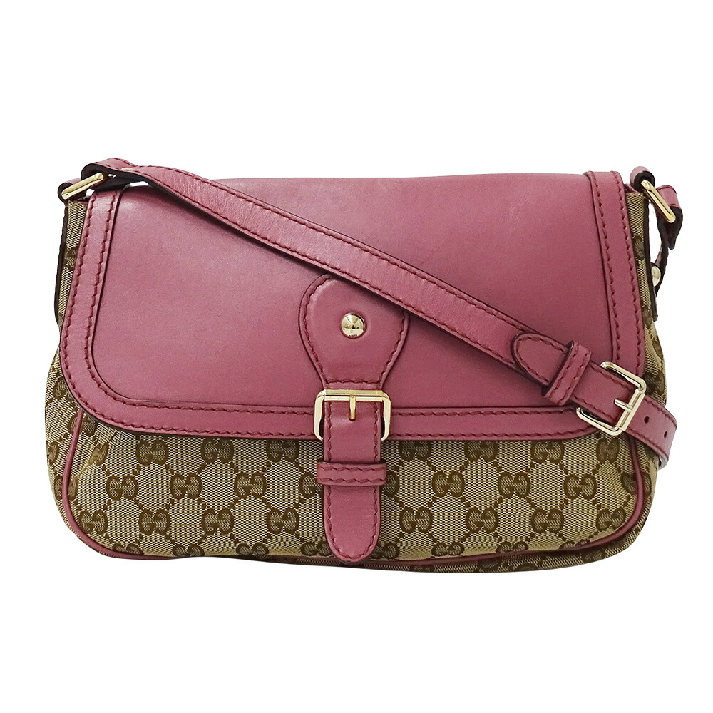 【ほぼ全品最大10％OFF！４日２０時から１０日２５時59分まで！】グッチ GUCCI バッグ レディース ブランド ショルダーバッグ GGキャンバス ピンク ベージュ ブラウン 308452 メッセンジャーバッグ 斜め掛け おしゃれ 【中古】 27,170円