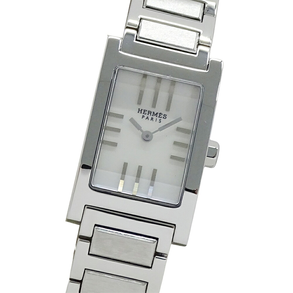 【全品最大10％OFF！14日20時から17日9時59分まで！】エルメス HERMES 時計 レディース ブランド タンデム シェル クオーツ QZ ステンレス SS TA1.210 シルバー スクエア 磨き済み 【中古】