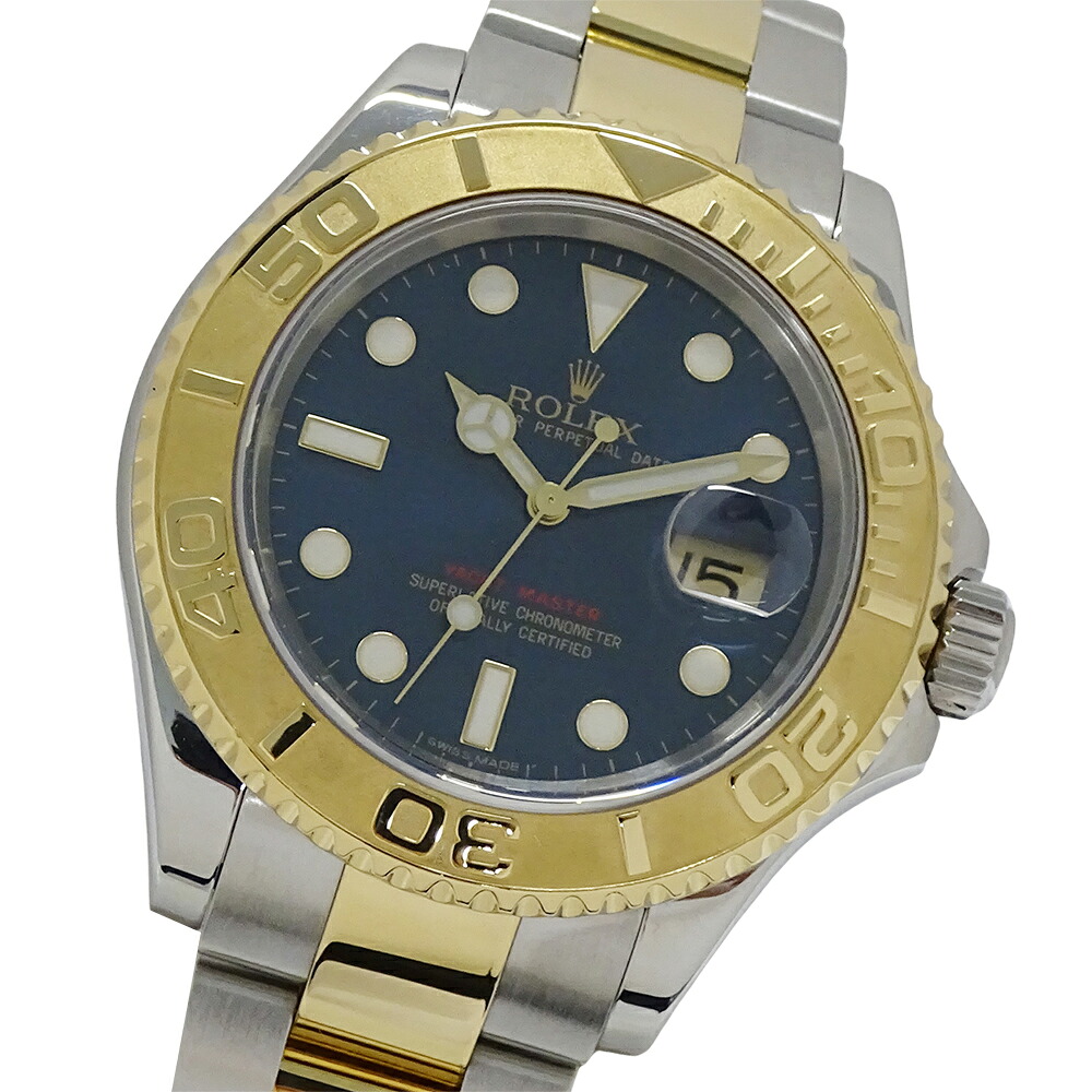 【ほぼ全品最大10%OFF!4日20時から10日25時59分まで!】ロレックス ROLEX ヨットマスター 16623 D番 時計 メンズ ブランド デイト 自動巻き AT ステンレス SS ゴールド YG コンビ ブルー 磨き済み 【中古】