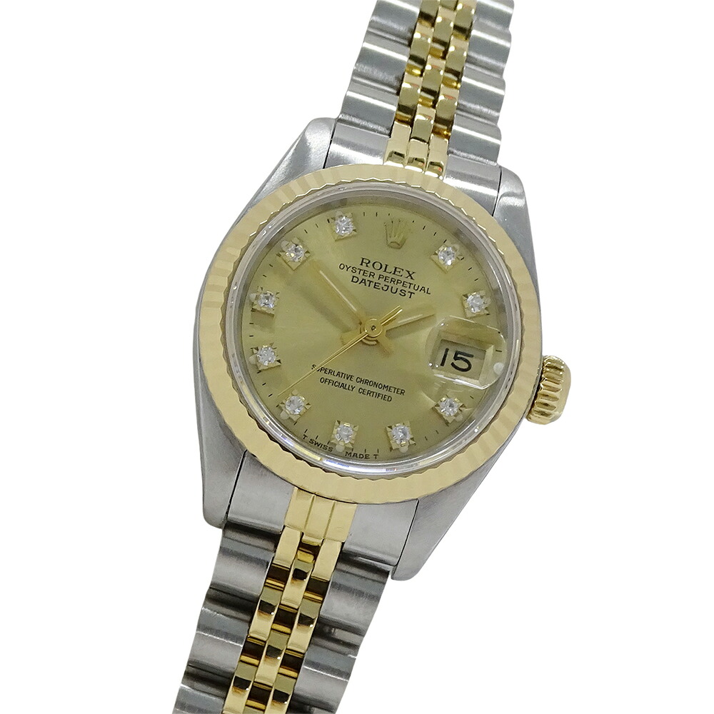 【ほぼ全品最大10％OFF！４日２０時から１０日２５時59分まで！】ロレックス ROLEX デイトジャスト 69173G R番 時計 レディース ブランド 10P ダイヤモンド 自動巻き AT ステンレス SS ゴールド YG コンビ 磨き済み 【中古】