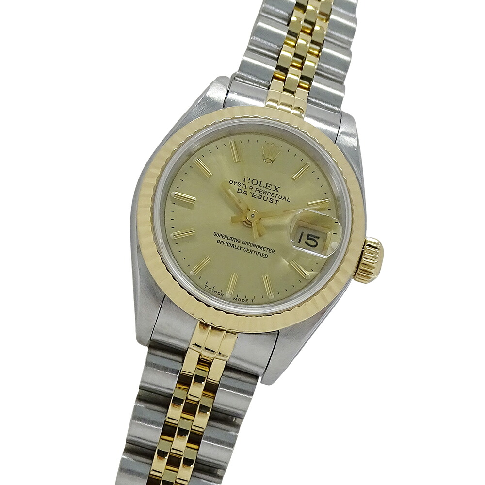 【全品最大限度10％OFF!9日20時から16日１時59分まで】ロレックス ROLEX デイトジャスト 69173 X番 時辰儀 レディース ブランド名 自動小銃一巻き AT ステンレス鋼 SS ゴールド YG 二人組 磨き済み 【中古】 レディース腕時計-腕時計