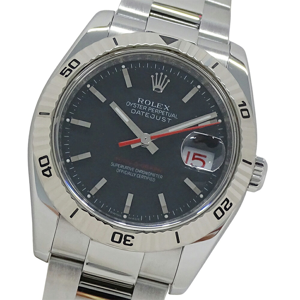 ロレックス ROLEX デイトジャスト ターノグラフ 116264 F番 時計 メンズ ブランド 自動巻き AT ステンレス SS ホワイトゴールド WG シルバー ブラック 磨き済み 【中古】｜ブランドベイ