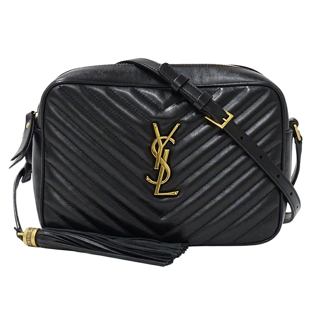 【5.5万円以上5000円OFFクーポン!19日20時から26日1時59分まで】サンローラン SAINT LAURENT バッグ レディース ブランド ショルダーバッグ ルー カメラバッグ レザー ブラック 黒 タッセル フリンジ キルティング おしゃれ 【中古】|ブランドベイ