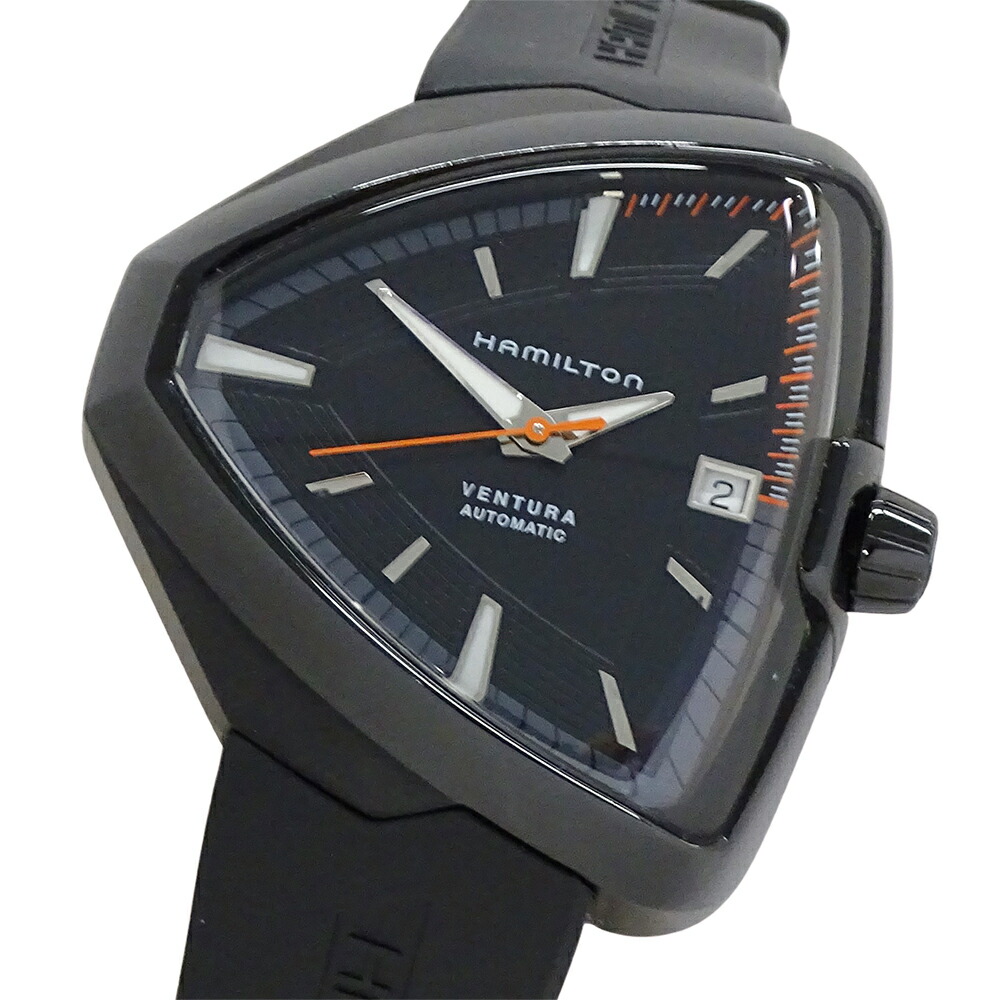 【全品9％OFFクーポン券！10日19時から！】ハミルトン HAMILTON ベンチュラ エルヴィス80 H245850 時辰儀 メンズ ブランド名 デイト 自動小銃一巻き AT ステンレス鋼 SS 天然ゴム 黒いこと 裏スケ【中古】