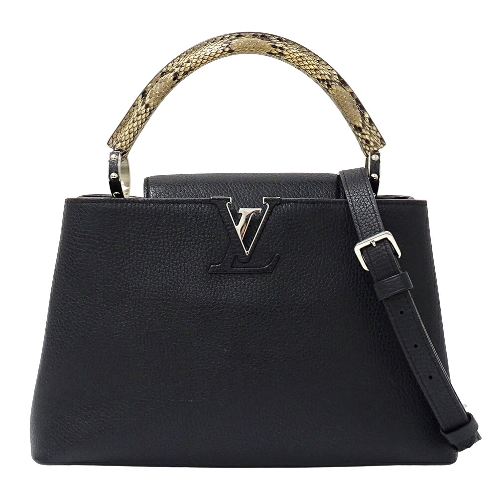 ルイ・ヴィトン LOUIS VUITTON 御徒面子 レディース ブランド名 ハンドバック ショルダーバッグ 2way カプシーヌ MM ノワール N92800 パイソン 黒いこと 黒 格好のいい 【中古】 レディースバッグ-バッグ・小物・ブランド雑貨