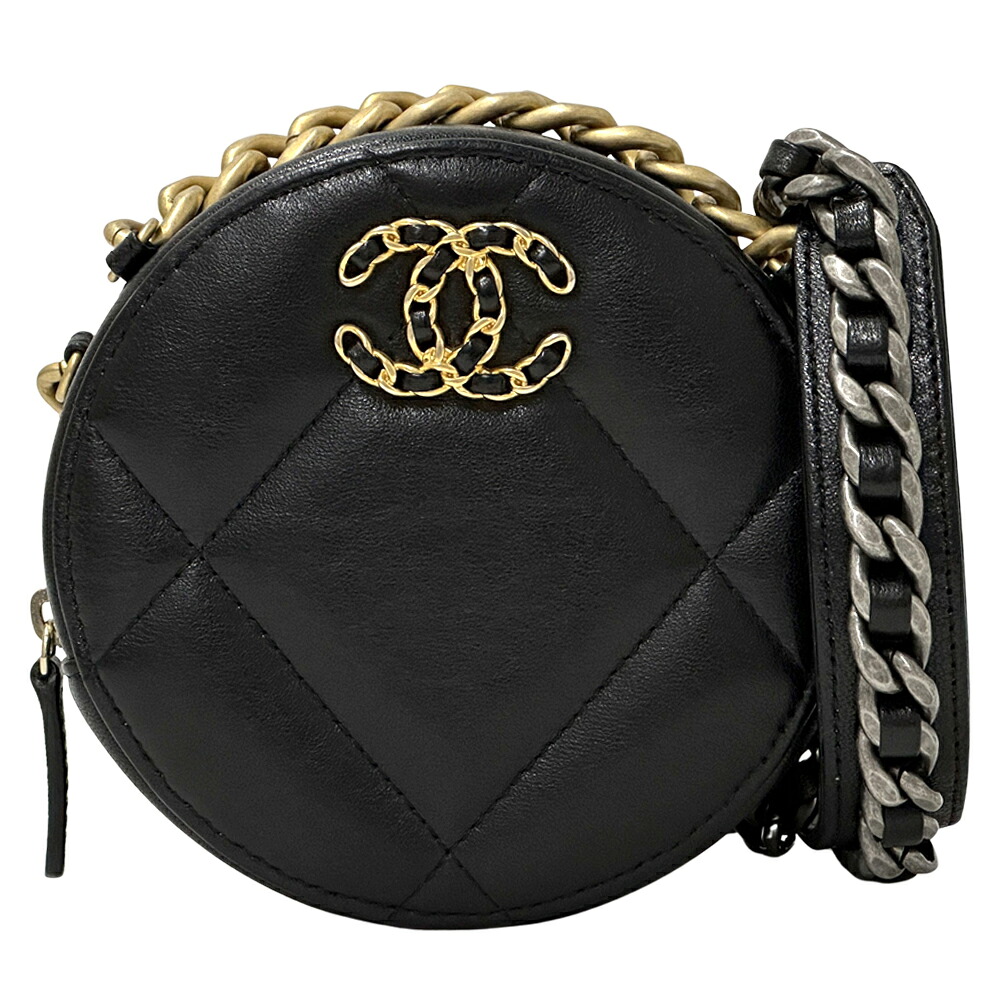 【全品最大10％OFF！14日20時から17日9時59分まで！】シャネル CHANEL バッグ シャネル19 レディース ブランド ショルダーバッグ ラムスキン ブラック ゴールド金具 シルバー金具 ミニバッグ マイクロバッグ チェーンショルダー 斜め掛け ラウンド 【中古】
