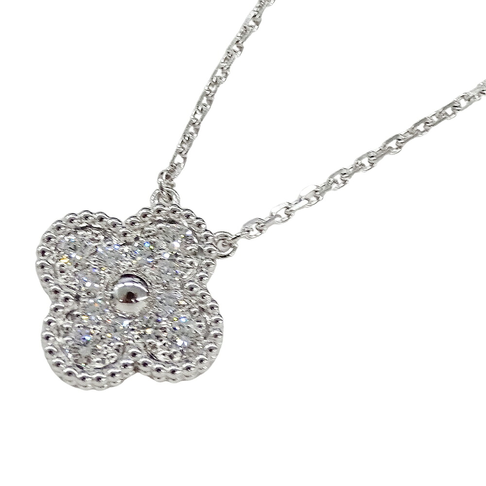 【全品最大10％OFF！14日20時から17日9時59分まで！】ヴァンクリーフ＆アーペル Van Cleef & Arpels ネックレス ヴィンテージアルハンブラ レディース ブランド 750WG ダイヤモンド ホワイトゴールド ジュエリー 磨き済み 【中古】