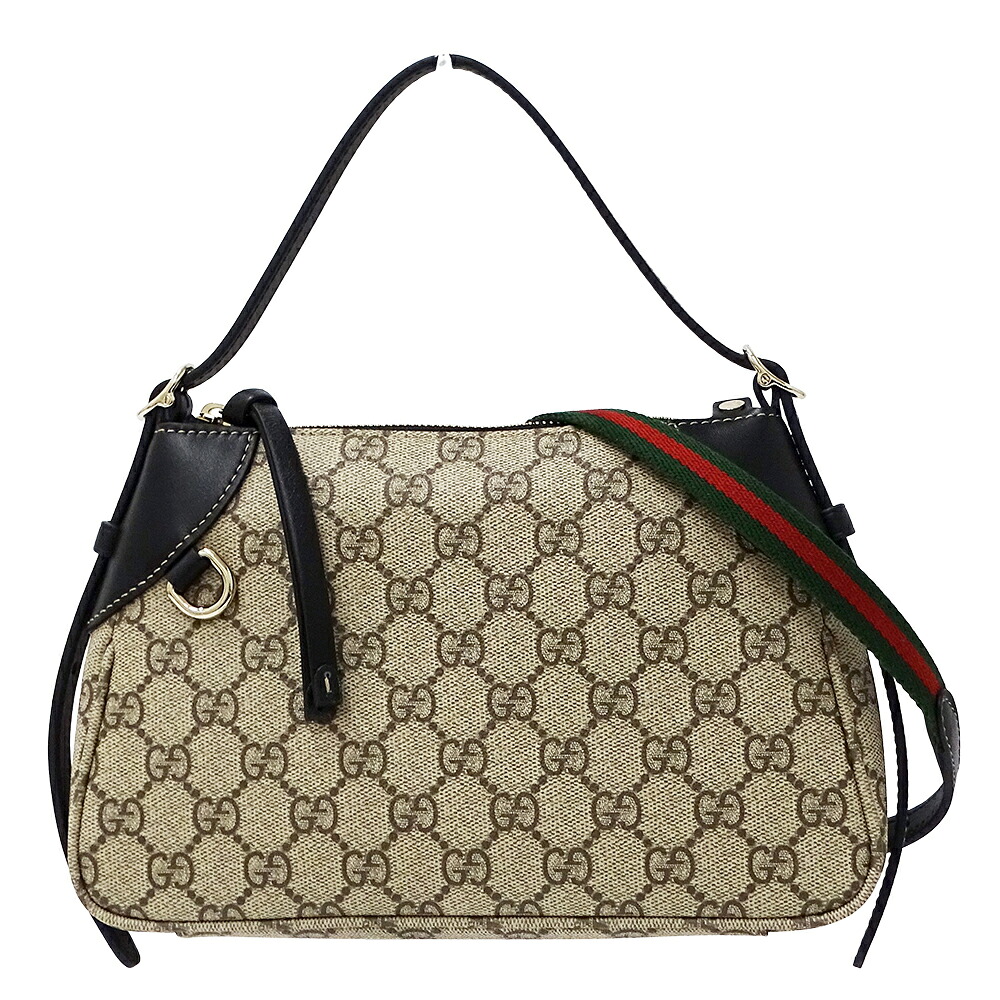 【全品最大10％OFF！14日20時から17日9時59分まで！】グッチ GUCCI バッグ レディース ブランド ハンドバッグ ショルダーバッグ 2way GGエンブレム ベージュ ブラック 815218 ポーチ ミニバッグ 小さめ おしゃれ 【中古】