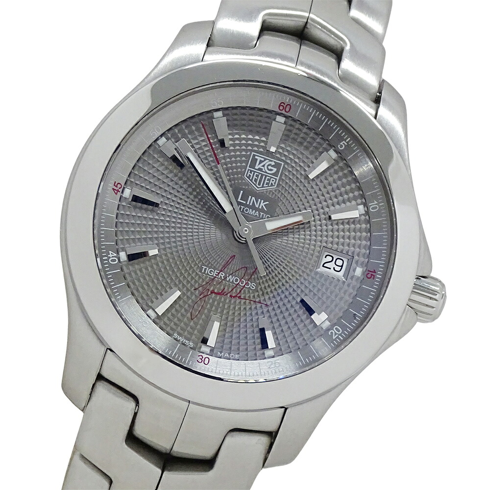 【全品9％OFFクーポン券！10日19時から！】タグホイヤー TAG Heuer 繋がり WJF2113 BA0570 時辰儀 メンズ ブランド名 虎ウッズ 5500本押さえる デイト 自動小銃一巻き AT ステンレス鋼 SS しろがね色 薄墨色 磨き済み 【中古】