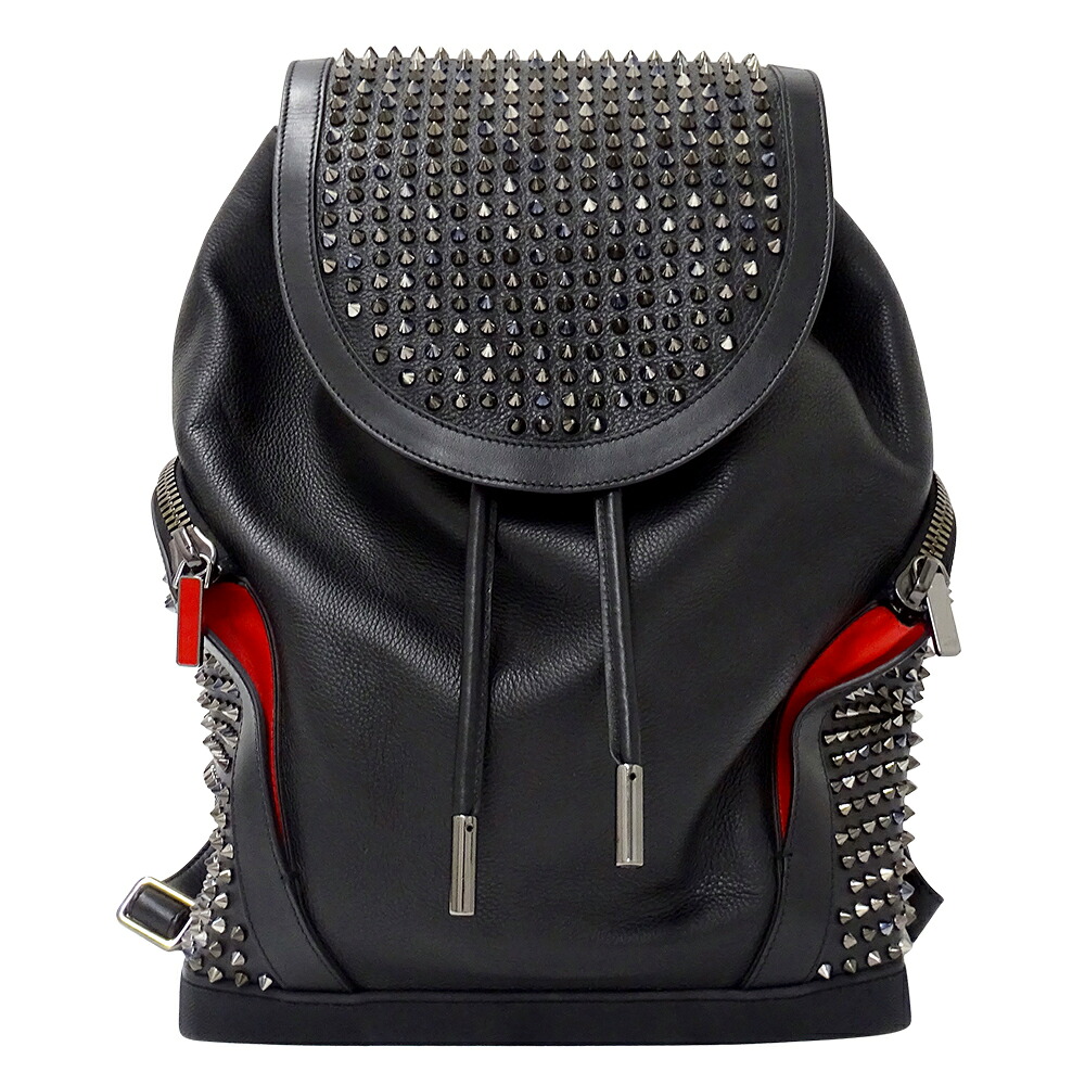 【全品最大10％OFF！14日20時から17日9時59分まで！】クリスチャンルブタン Christian Louboutin バッグ レディース メンズ ブランド リュック レザー エクスプローラーファンク バックパック ブラック スパイク スタッズ 黒 おしゃれ 【中古】