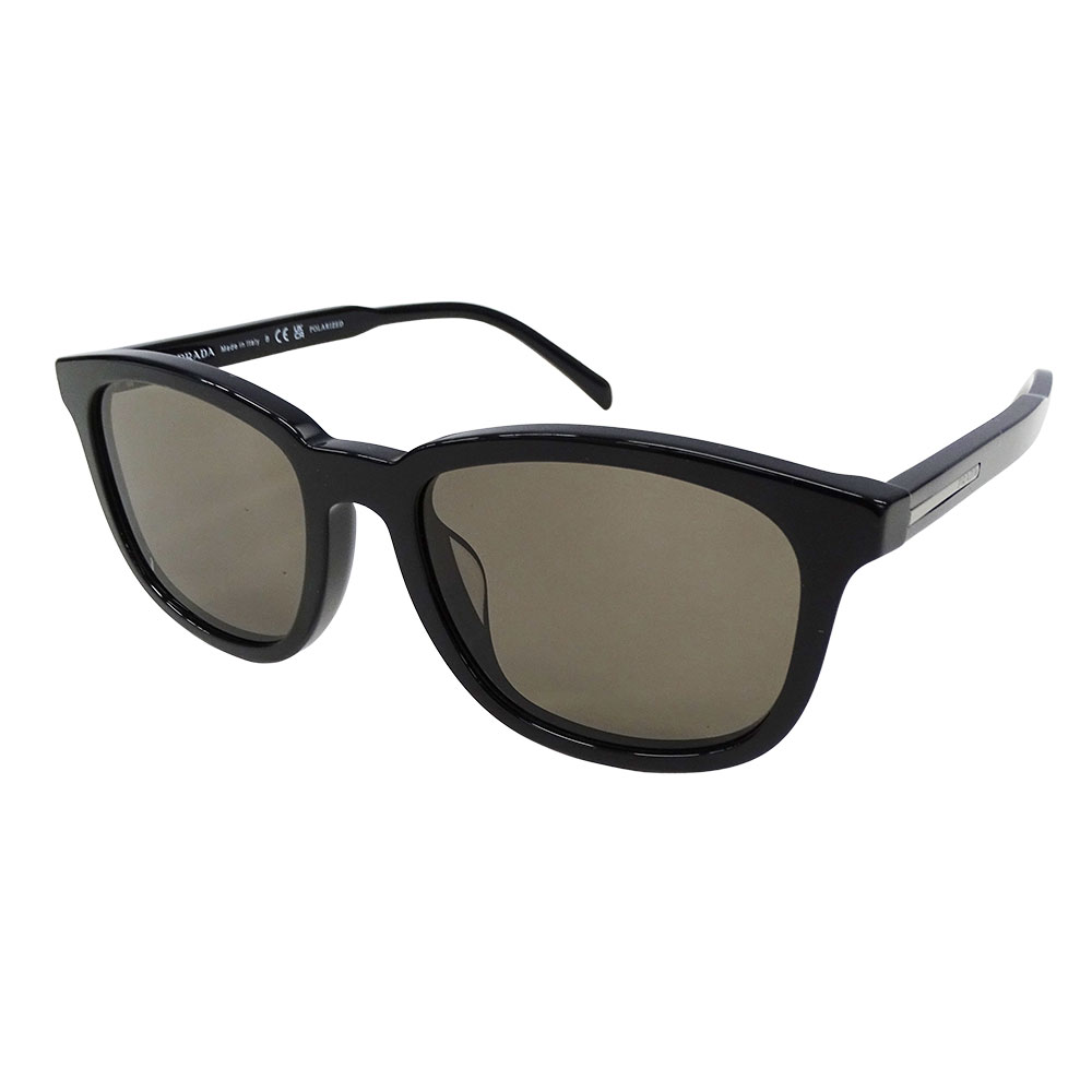 プラダ PRADA サングラス レディース メンズ ブランド プラスチック ブラック ブラウンレンズ SPRA21-F 55□19 145 スクエアシェイプ おしゃれ シンプル 【中古】