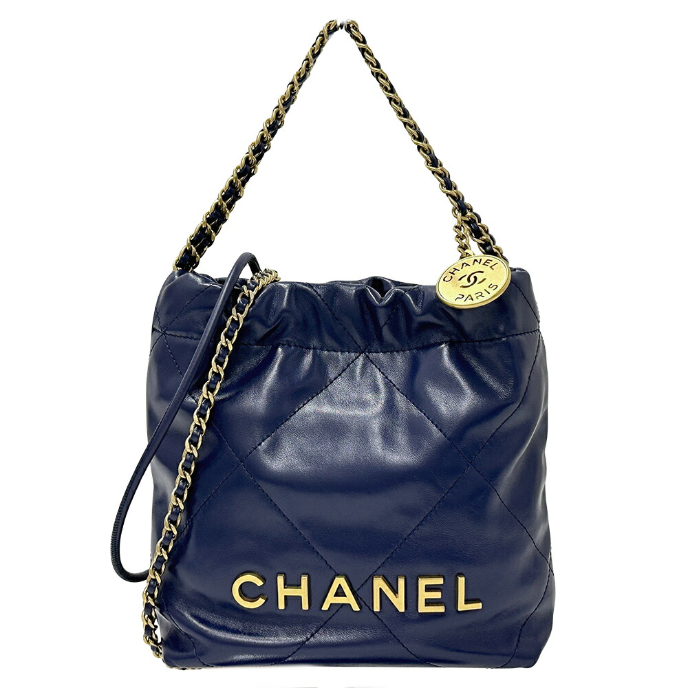 シャネル CHANEL 御徒面子 シャネル22 レディース ブランド名 ハンドバック ショルダーバッグ 2way なめし革 米国海軍 ゴールド金具 チェーン店肩部 ミニ御徒面子 今めかしい 【中古】