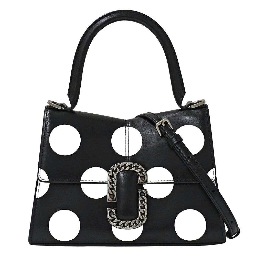 【5.5万円以上5000円OFFクーポン！１９日２０時から26日1時59分まで】マークジェイコブス MARC JACOBS バッグ レディース ブランド ハンドバッグ ショルダーバッグ 2way レザー ブラック ホワイト ドット 水玉 黒 ミニバッグ 小さめ おしゃれ 【中古】｜ブランドベイ