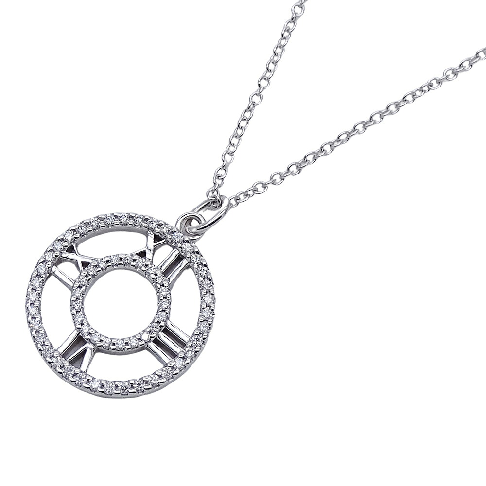 【全品最大10％OFF！14日20時から17日9時59分まで！】ティファニー TIFFANY&Co. ネックレス レディース ブランド 750WG ダイヤモンド アトラス オープン メダリオン ホワイトゴールド ジュエリー 磨き済み 【中古】