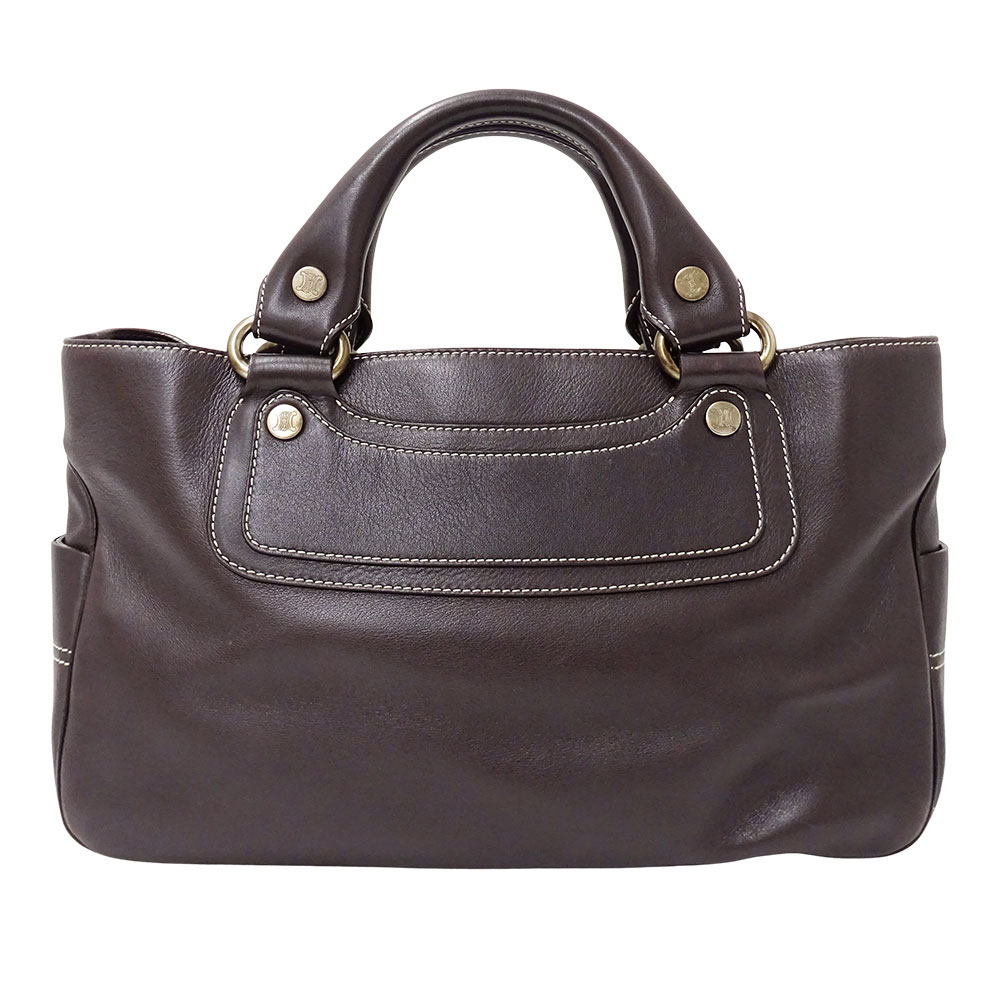 【5.5万円以上5000円OFFクーポン！１９日２０時から26日1時59分まで】セリーヌ CELINE バッグ レディース ブランド ハンドバッグ レザー ブギーバッグ ダークブラウン 手持ち おしゃれ 無地 シンプル 上品 【中古】｜ブランドベイ