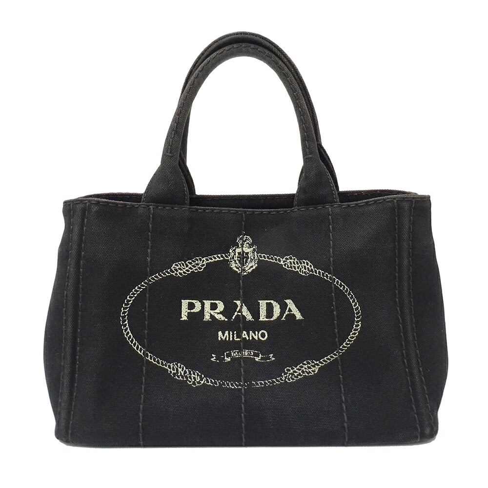 【5.5万円以上5000円OFFクーポン!19日20時から26日1時59分まで】プラダ PRADA バッグ レディース ブランド ハンドバッグ カナパ ミニ キャンバス ブラック 1BG439 黒 大人 シンプル お出かけ おしゃれ 【中古】|ブランドベイ