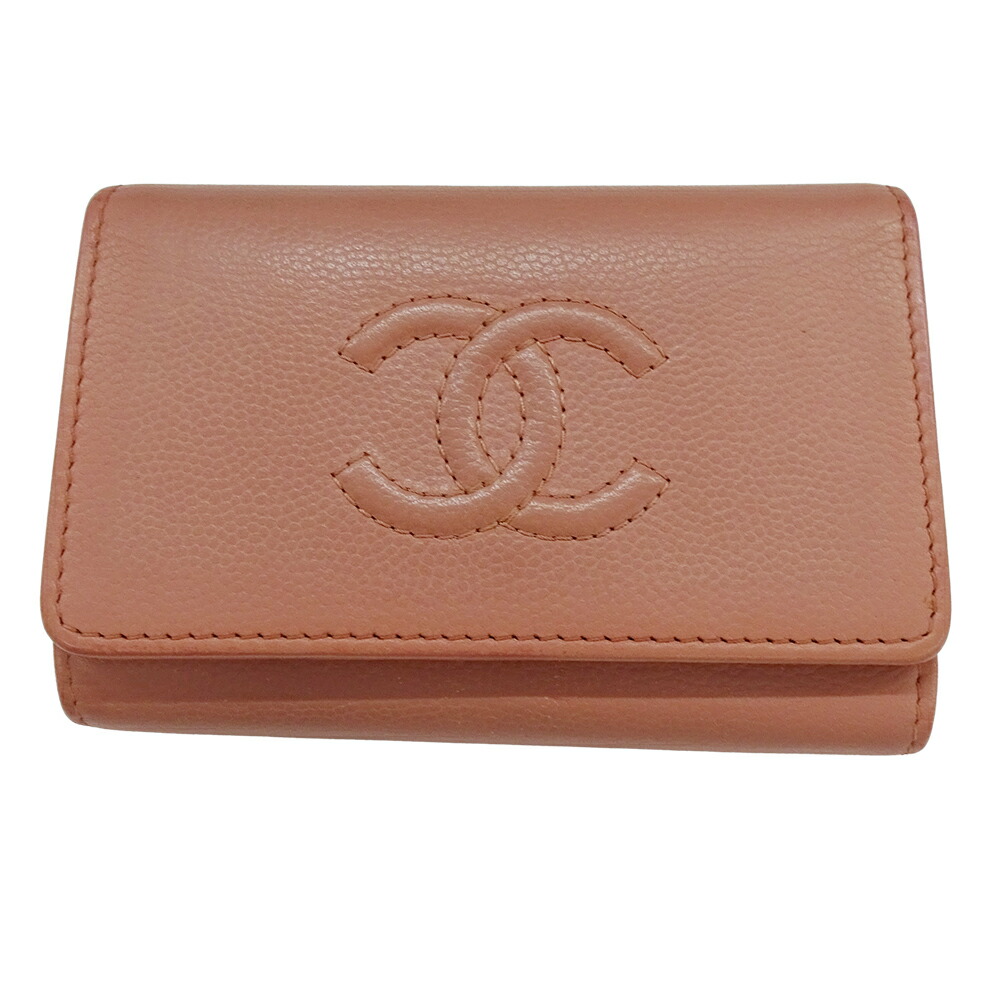 【全品5％OFF引き換え証離れ離れ中!】シャネル CHANEL 足懸かり入れもの レディース ブランド名 キャビア素はだ 4連 年魚サクラ色 しろがね色金具 ココマーク 鍵【中古】