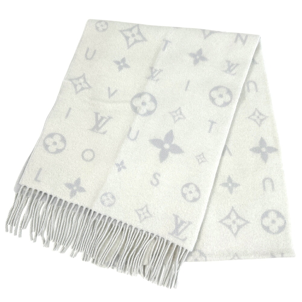 【全品5％OFFクーポン券別れ別れ中!】ルイ・ヴィトン LOUIS VUITTON 消音装置 レディース ブランド名 袈裟 カシミール マフラー・レイキャビッククラウド グリクレール 白いこと ともし火青碧 M97659 冬 防寒 ふわふわ 【中古】