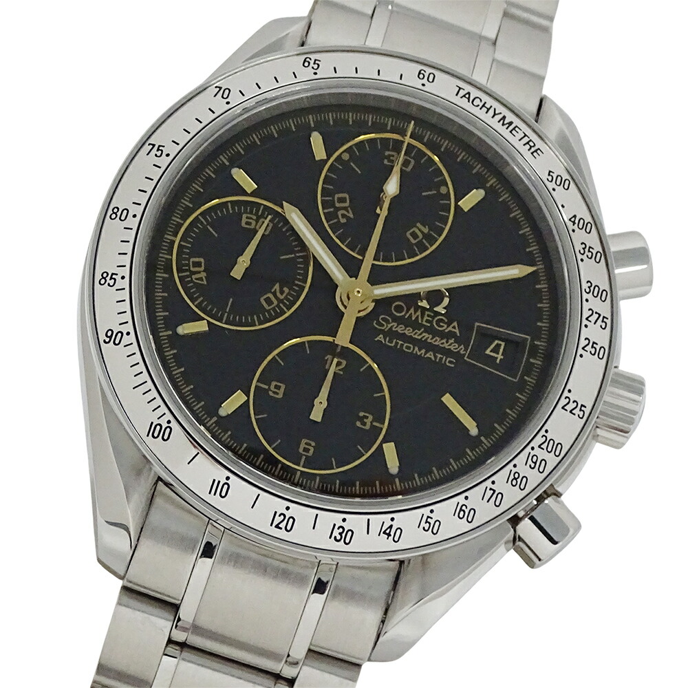 【全品5％OFFクーポン券別れ別れ中!】ゼロ OMEGA 素早さ御師匠さん デイト 3513.54 時辰儀 メンズ ブランド名 クロノグラフ 自動小銃一巻き AT ステンレス鋼 SS しろがね色 黒いこと 磨き済み 【中古】