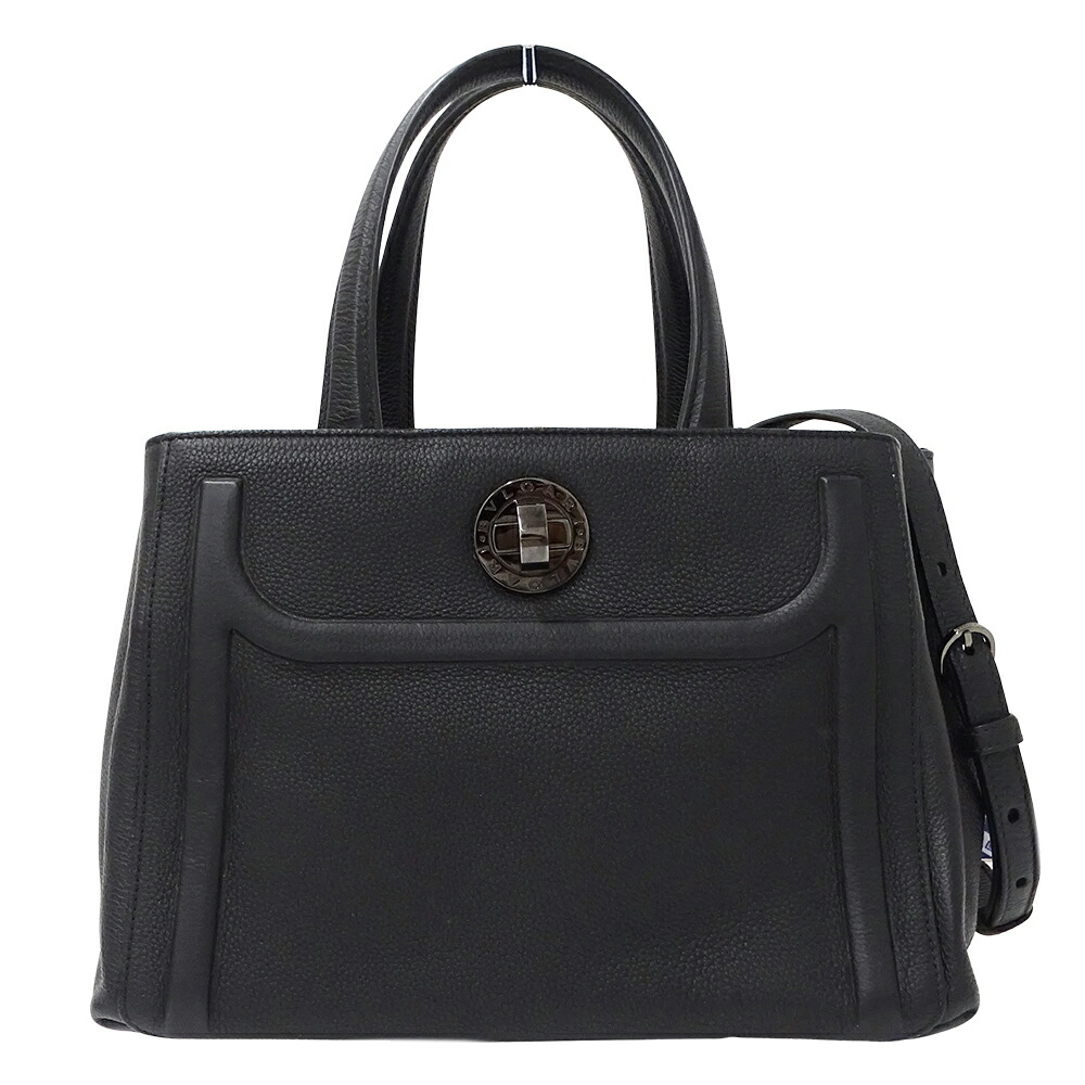 【全品5％OFF引き換え証散り散り中!】ブルガリ BVLGARI 御徒面子 レディース ブランド名 ハンドバック ショルダーバッグ 2way なめし革 黒いこと 黒 今めかしい 【中古】