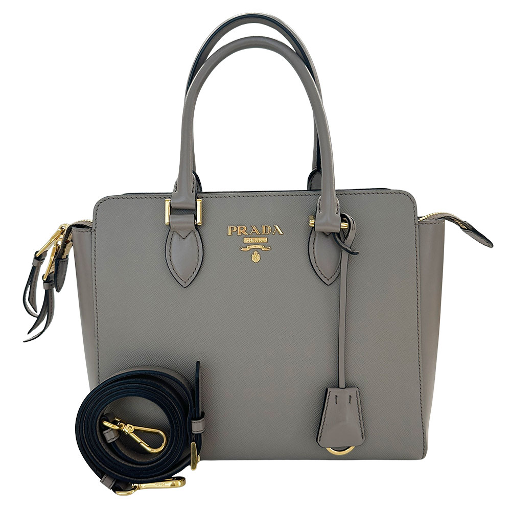 【全品5％OFF引き換え証散り散り中!】プラダ PRADA 御徒面子 レディース ブランド名 ハンドバック ショルダーバッグ 2way サフィアーノ 薄墨色 1BA113 手持ち 肩かけ 今めかしい 通い 通学 雅びやか 【中古】
