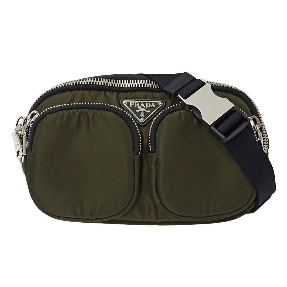 【全品5％OFF引き換え証散り散り中!】プラダ PRADA 御徒面子 レディース メンズ ブランド名 上半身御徒面子 酉の方角御徒面子 ナイロン カーキ 1BL026 ロゴタイプ 今めかしい 【中古】