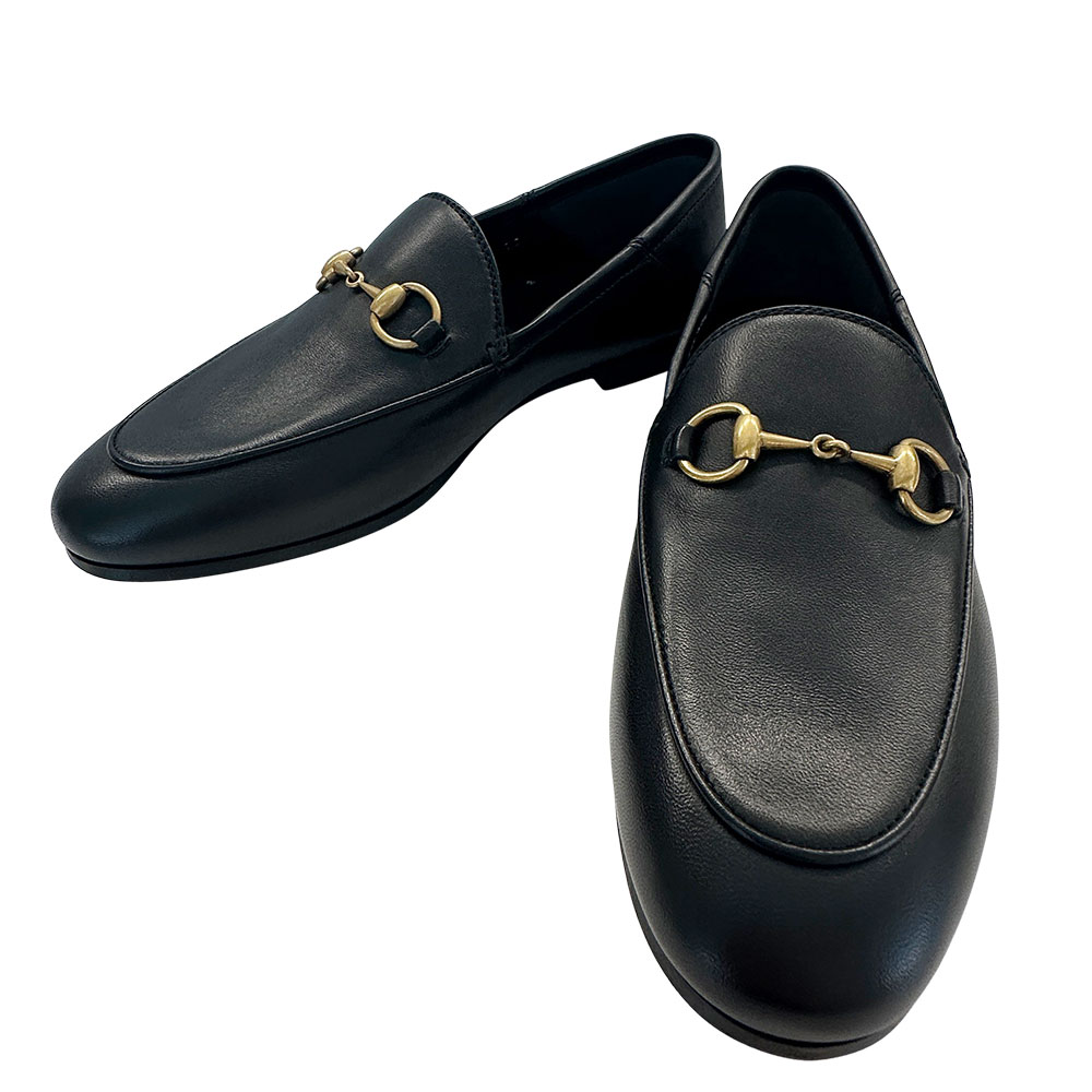 【全品5％OFF引き換え証散り散り中!】グッチ GUCCI 革靴 レディース ブランド名 導管ビット 置き目毛革  なめし革 黒いこと 大きさ35 22珊 分かりやすい 雅びやか 今めかしい 【中古】