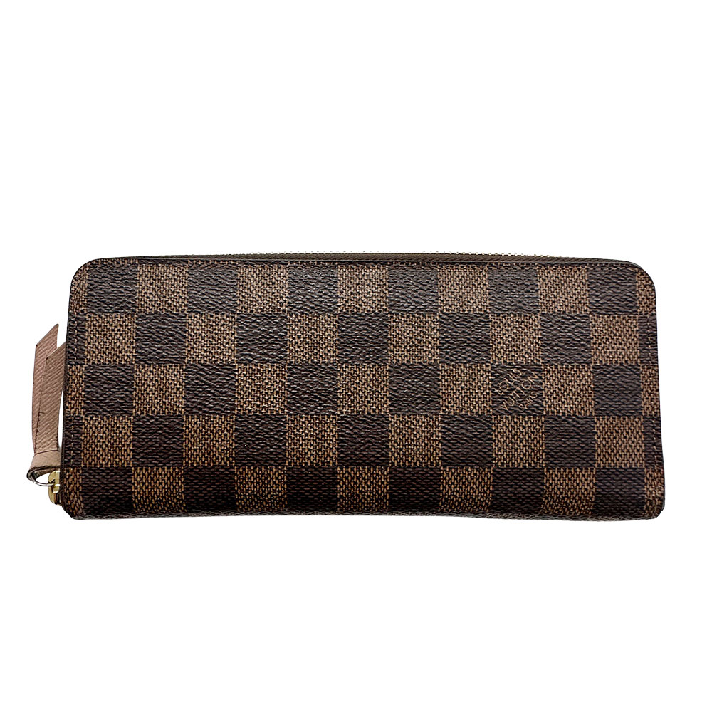 ルイ・ヴィトン LOUIS VUITTON 紙入れ ダミエ レディース ブランド名 長紙入れ  ダミエキャンバス ポルトフォイユ クレマンス ローズバレリーヌ M61298 ラウンドジッパー 赤銅色 さくら色 【中古】