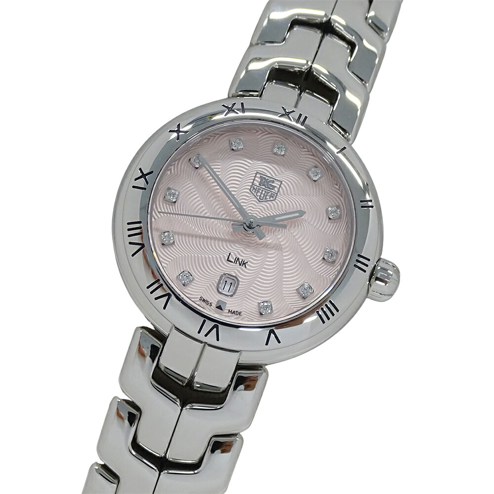 【全品5％OFF引き換え証離れ離れ中!】タグホイヤー TAG Heuer 繋がり WAT1415 BA0954 時辰儀 レディース ブランド名 11P金剛石 デイト 石英 QZ ステンレス鋼 SS しろがね色 サクラ色 磨き済み 【中古】