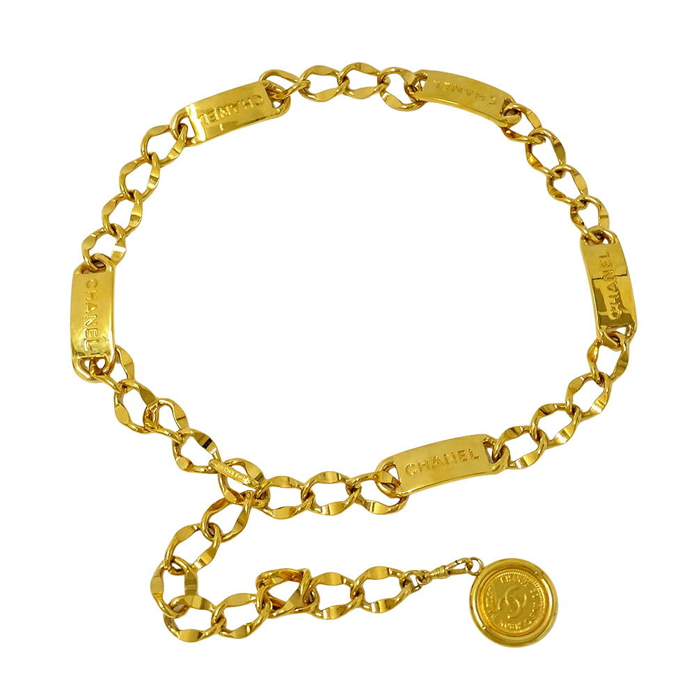 【全品5％OFF引き換え証散り散り中!】シャネル CHANEL 三尺帯 レディース ブランド名 チェーン店三尺帯 ゴールド ロゴタイプ一皿 鋳貨画題 今めかしい 【中古】