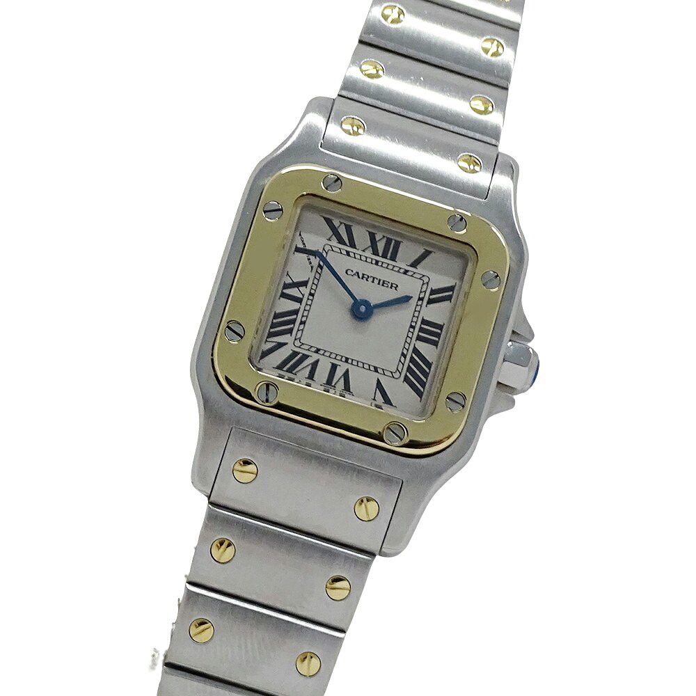 【全品5％OFF引き換え証散り散り中!】カルティエ Cartier 時辰儀 レディース ブランド名 サントスガルベ SM 石英 QZ ステンレス鋼 SS ゴールド YG W20012C4 二人組 磨き済み 【中古】